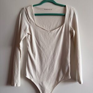 Abercrombie & Fitch Off-White Long Sleeve Bodysuit
